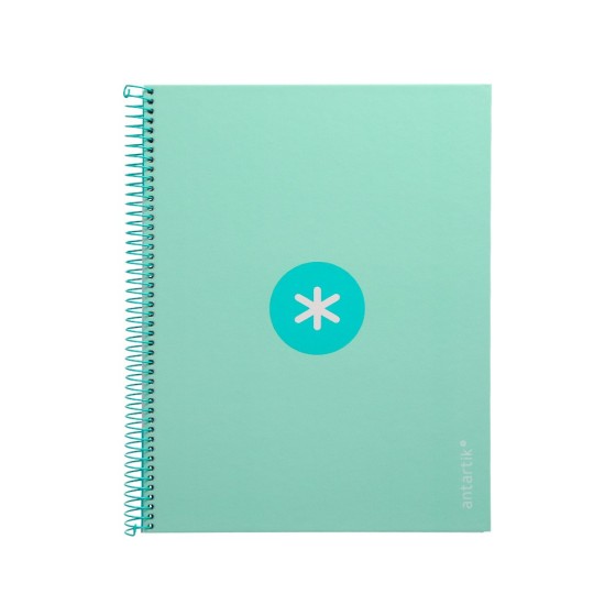 Cuaderno espiral liderpapel a4 micro antartik tapa forrada80h 90 gr horizontal 1 banda 4 taladros color menta