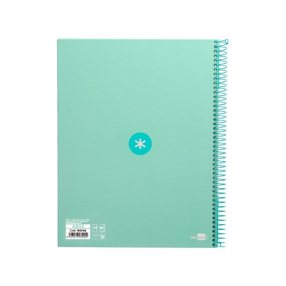 Cuaderno espiral liderpapel a4 micro antartik tapa forrada80h 90 gr horizontal 1 banda 4 taladros color menta