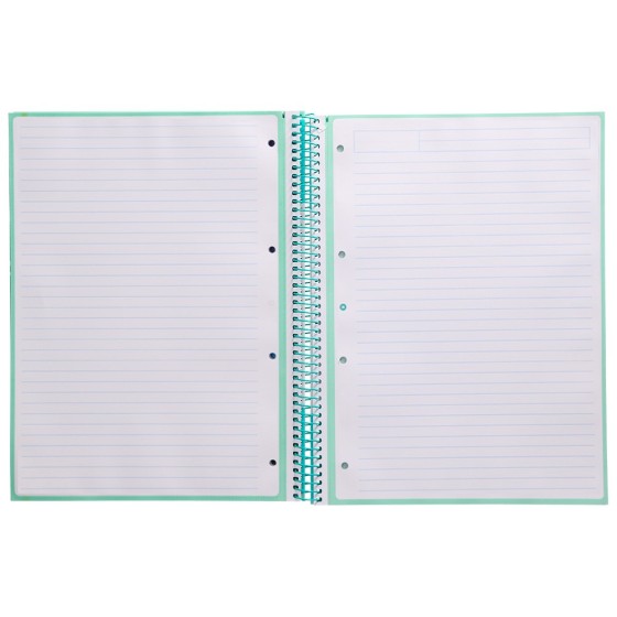 Cuaderno espiral liderpapel a4 micro antartik tapa forrada80h 90 gr horizontal 1 banda 4 taladros color menta
