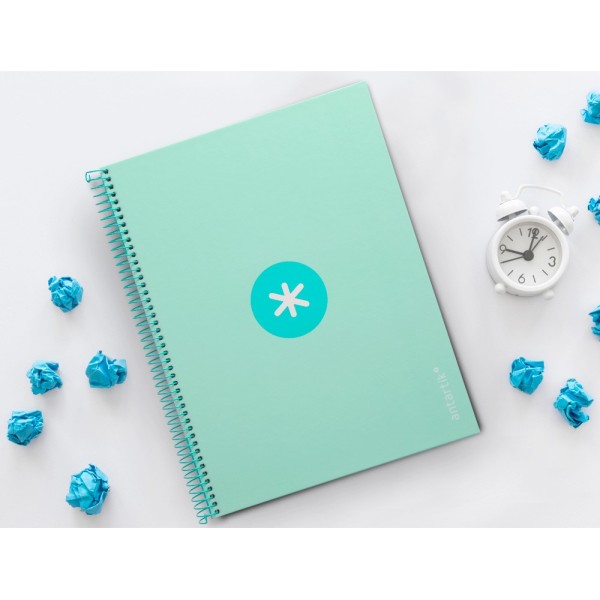 Cuaderno espiral liderpapel a4 micro antartik tapa forrada80h 90 gr horizontal 1 banda 4 taladros color menta