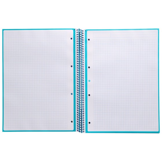 Cuaderno espiral liderpapel a4 micro antartik tapa forrada 80h 90 gr cuadro 5mm 1 banda 4 taladros turquesa