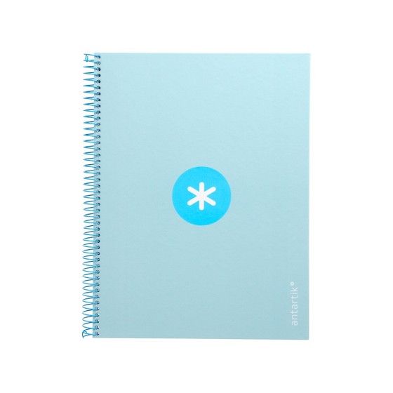 Cuaderno espiral liderpapel a4 micro antartik tapa forrada 80h 90 gr cuadro 5mm 1 banda 4 taladros celeste