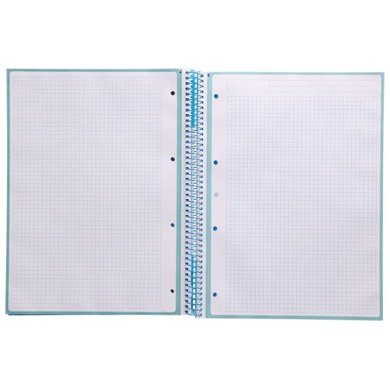 Cuaderno espiral liderpapel a4 micro antartik tapa forrada 80h 90 gr cuadro 5mm 1 banda 4 taladros celeste