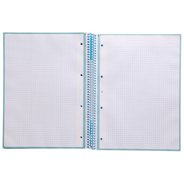 Cuaderno espiral liderpapel a4 micro antartik tapa forrada 80h 90 gr cuadro 5mm 1 banda 4 taladros celeste