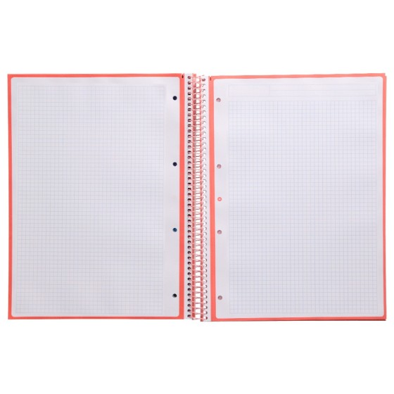 Cuaderno espiral liderpapel a4 micro antartik tapa forrada 80h 90 gr cuadro 5mm 1 banda 4 taladros rosa claro