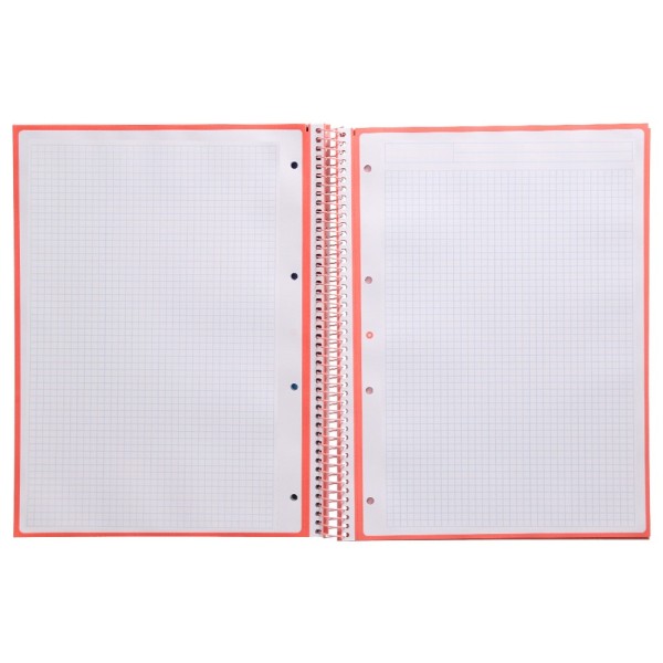 Cuaderno espiral liderpapel a4 micro antartik tapa forrada 80h 90 gr cuadro 5mm 1 banda 4 taladros rosa claro
