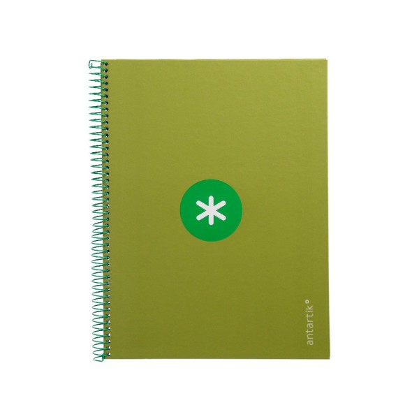 Cuaderno espiral liderpapel a4 micro antartik tapa forrada 80h 90 gr cuadro 5mm 1 banda 4 taladros verde