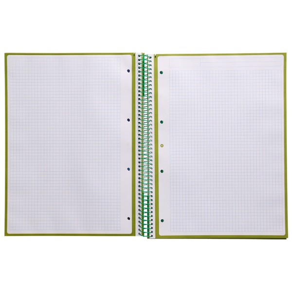 Cuaderno espiral liderpapel a4 micro antartik tapa forrada 80h 90 gr cuadro 5mm 1 banda 4 taladros verde