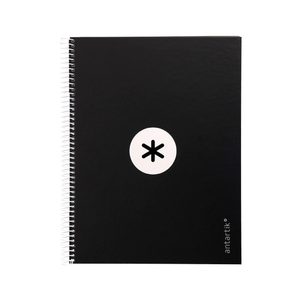 Cuaderno espiral liderpapel a4 micro antartik tapa forrada 80h 90 gr cuadro 5mm 1 banda 4 taladros negro