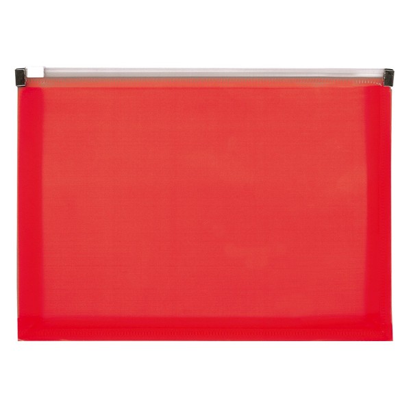 Carpeta dossier liderpapel a6 cierre de cremallera rojo translucido