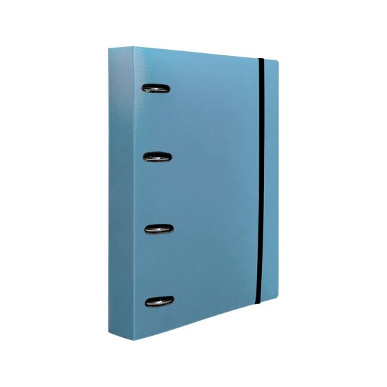 Carpeta con recambio liderpapel a4 cuadro 5mm 100 hojas 80g polipropileno 4 anillas 40mm celeste opaco