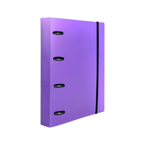 Carpeta con recambio liderpapel a4 cuadro 5mm 100 hojas 80g polipropileno 4 anillas 40mm lavanda opaco