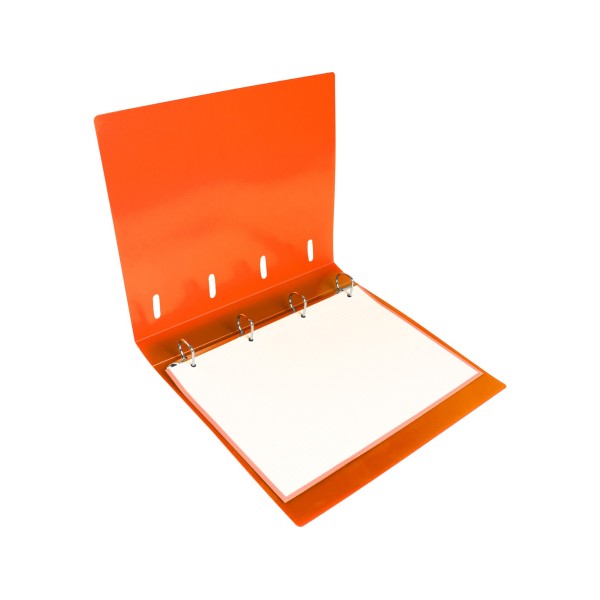 Carpeta con recambio liderpapel a4 cuadro 5mm 100 hojas 80g polipropileno 4 anillas 40mm naranja fluor