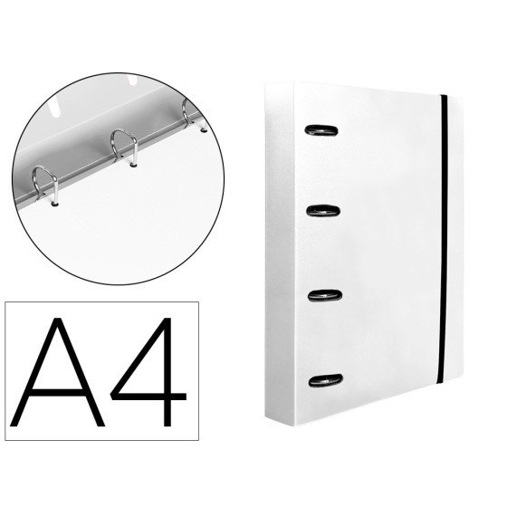 Carpeta con recambio liderpapel a4 cuadro 5mm 100 hojas 80g polipropileno 4 anillas 40mm transparente