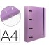 Carpeta con recambio liderpapel a4 cuadro 5mm 100 hojas 80g polipropileno 4 anillas mixtas 25mm lavanda