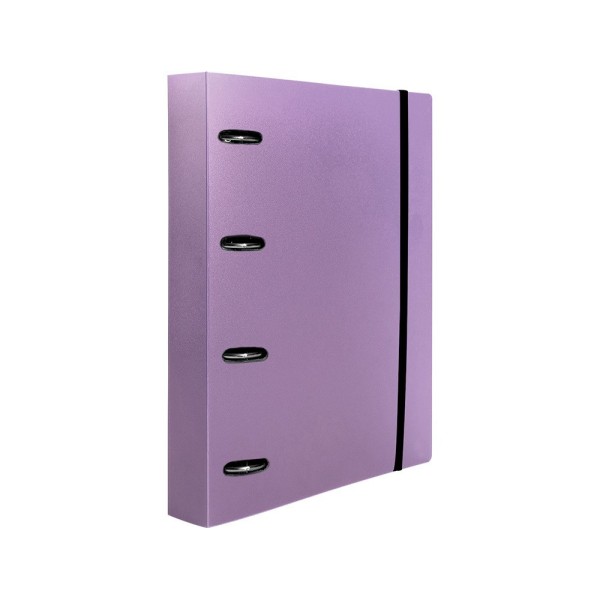 Carpeta con recambio liderpapel a4 cuadro 5mm 100 hojas 80g polipropileno 4 anillas mixtas 25mm lavanda