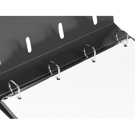 Carpeta con recambio liderpapel a4 cuadro 5mm 100 hojas 80g polipropileno 4 anillas mixtas 25mm negro