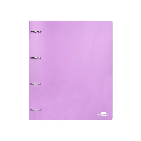 Carpeta liderpapel 4 anillas mixtas 40 mm polipropileno din a4 lavanda opaco