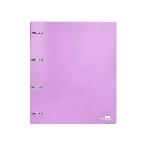 Carpeta liderpapel 4 anillas mixtas 40 mm polipropileno din a4 lavanda opaco