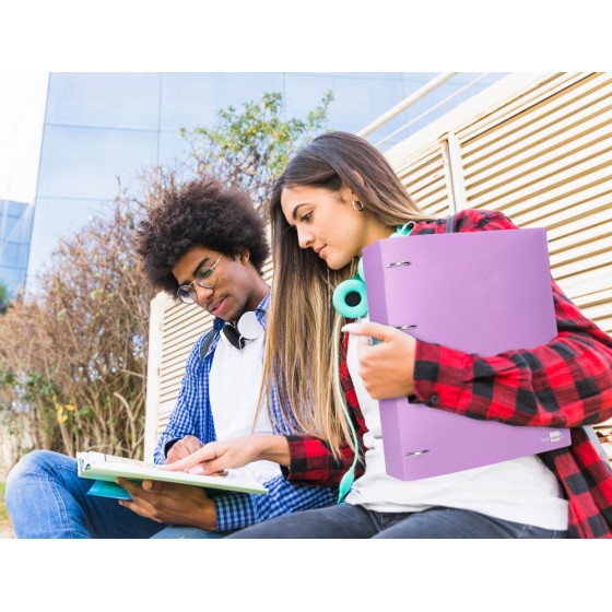 Carpeta liderpapel 4 anillas mixtas 40 mm polipropileno din a4 lavanda opaco