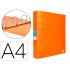 Carpeta liderpapel 4 anillas mixtas 40 mm polipropileno din a4 naranja fluor opaco