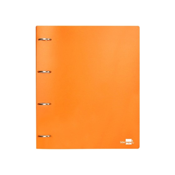 Carpeta liderpapel 4 anillas mixtas 40 mm polipropileno din a4 naranja fluor opaco