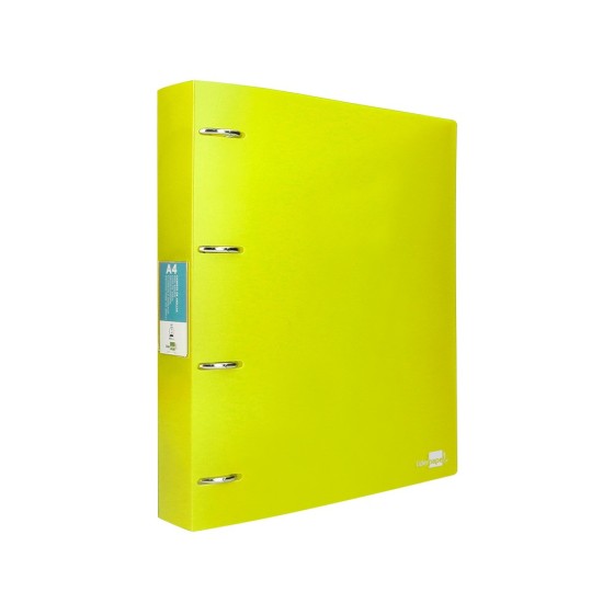Carpeta liderpapel 4 anillas mixtas 40 mm polipropileno din a4 amarillo fluor opaco