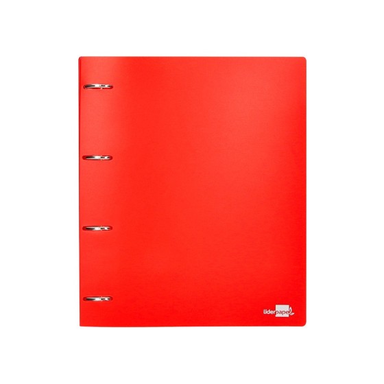 Carpeta liderpapel 4 anillas mixtas 40 mm polipropileno din a4 rojo translucido