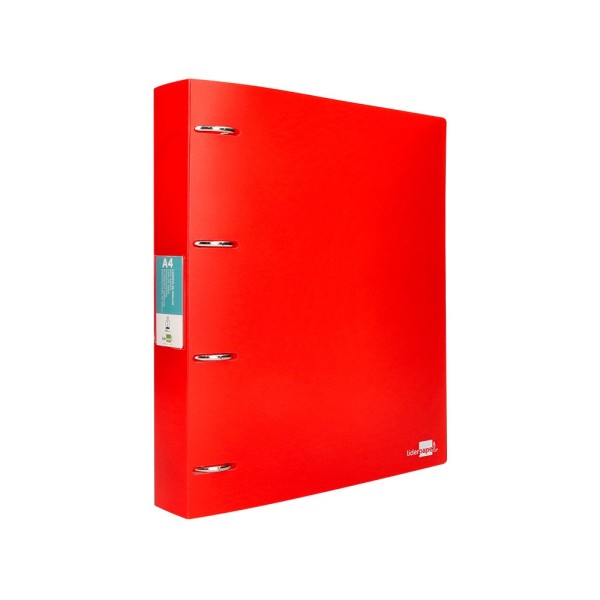 Carpeta liderpapel 4 anillas mixtas 40 mm polipropileno din a4 rojo translucido