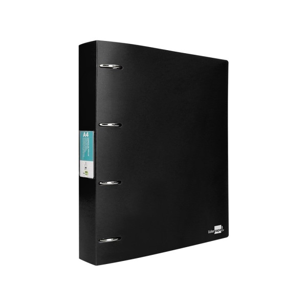 Carpeta liderpapel 4 anillas 40 mm mixtas polipropileno din a4 negro opaco