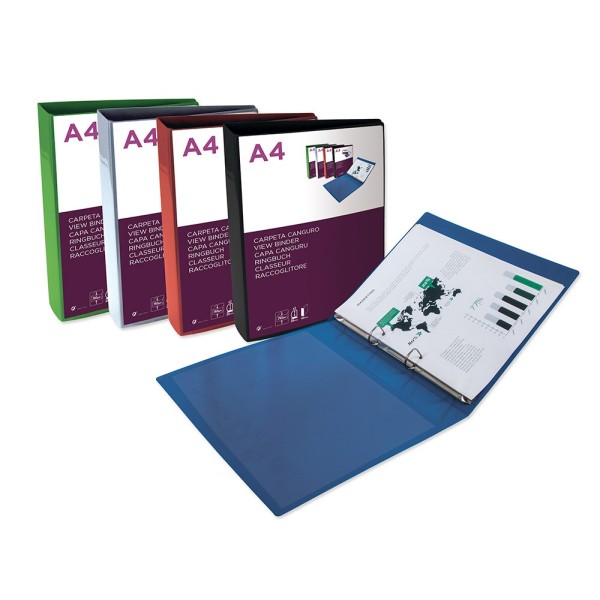 Carpeta liderpapel canguro 2 anillas 25 mm mixtas polipropileno din a4 azul translucido