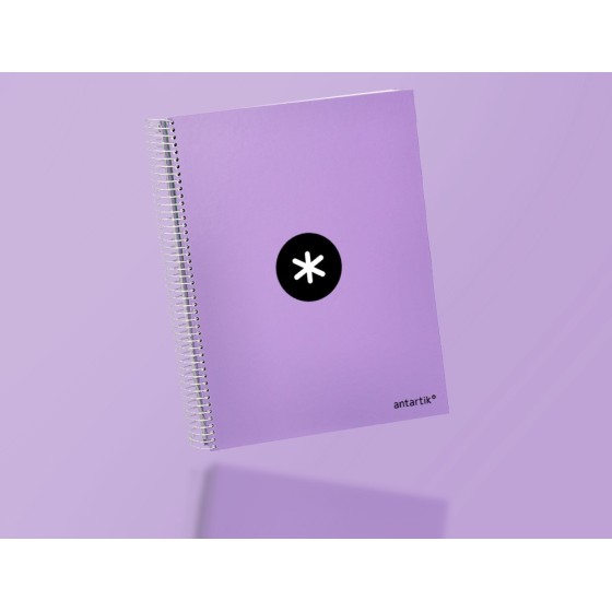 Cuaderno espiral liderpapel a4 micro antartik tapa forrada 120h 100 gr horizontal 5 banda4 taladros color lavanda