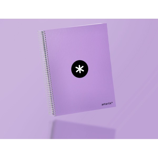 Cuaderno espiral liderpapel a4 micro antartik tapa forrada 120h 100 gr horizontal 5 banda4 taladros color lavanda