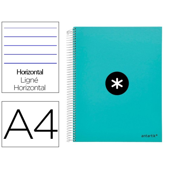 Cuaderno espiral liderpapel a4 micro antartik tapa forrada 120h 100 gr horizontal 5 banda4 taladores color menta