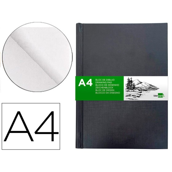 Bloc dibujo liderpapel esbozos encuadernado din a4 210x297 mm 100 hojas 100 g/m2 color negro