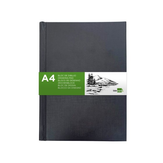 Bloc dibujo liderpapel esbozos encuadernado din a4 210x297 mm 100 hojas 100 g/m2 color negro