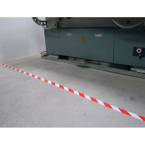 Cinta de señalizacion q-connect no adhesiva rojo y blanco 75 mm x 300 m