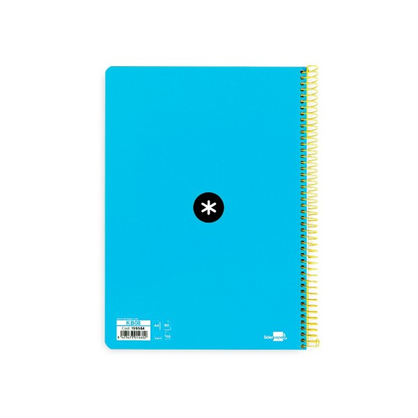 Cuaderno espiral liderpapel a4 antartik tapa dura 80h 90gr cuadro 4mm con margen color azul