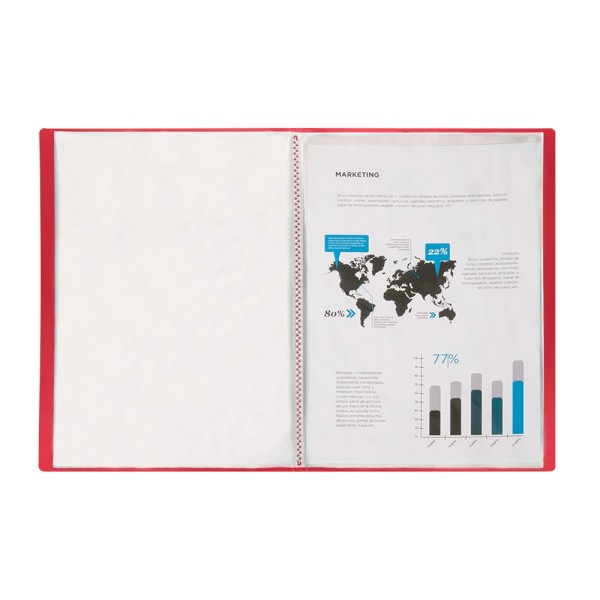 Carpeta liderpapel escaparate 80 fundas polipropileno din a4 rojo translucido