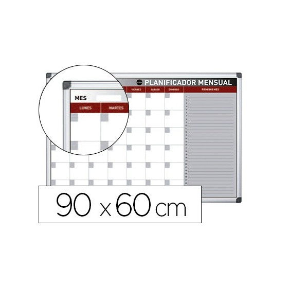 Planning magnetico bi-office mensual lacado marco aluminio rotulable 90x60 cm