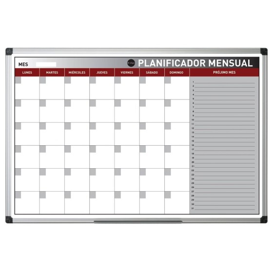 Planning magnetico bi-office mensual lacado marco aluminio rotulable 90x60 cm