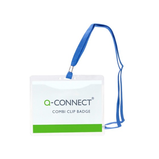 Identificador q-connect con cordon plano azul a6 154x127 mm apertura superior