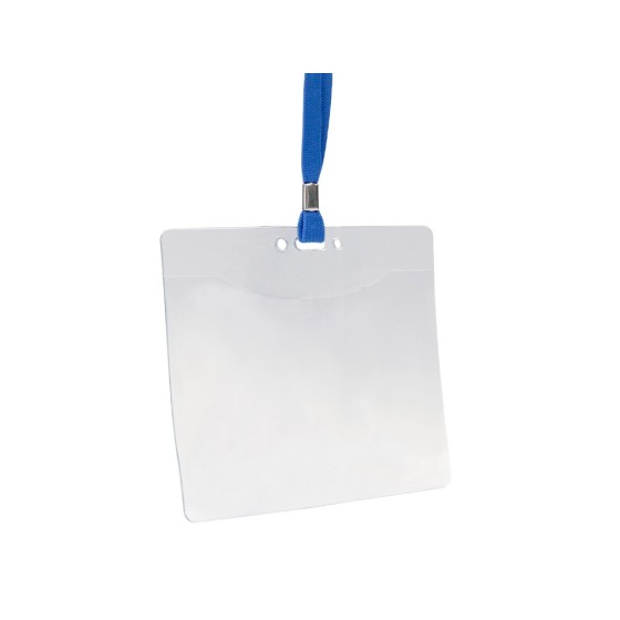 Identificador q-connect con cordon plano azul a6 154x127 mm apertura superior