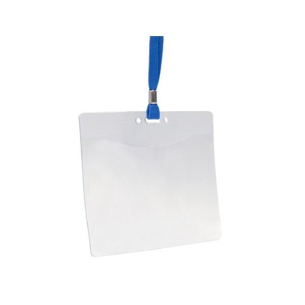 Identificador q-connect con cordon plano azul a6 154x127 mm apertura superior