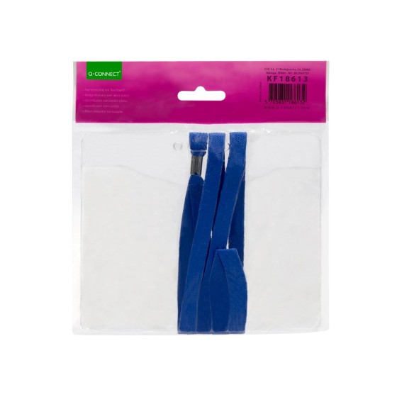 Identificador q-connect con cordon plano azul a6 154x127 mm apertura superior