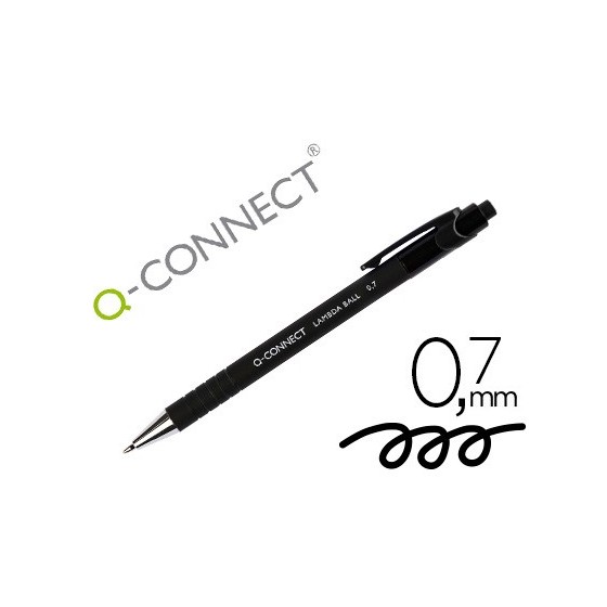 Boligrafo q-connect retractil con grip 0,7 mm color negro