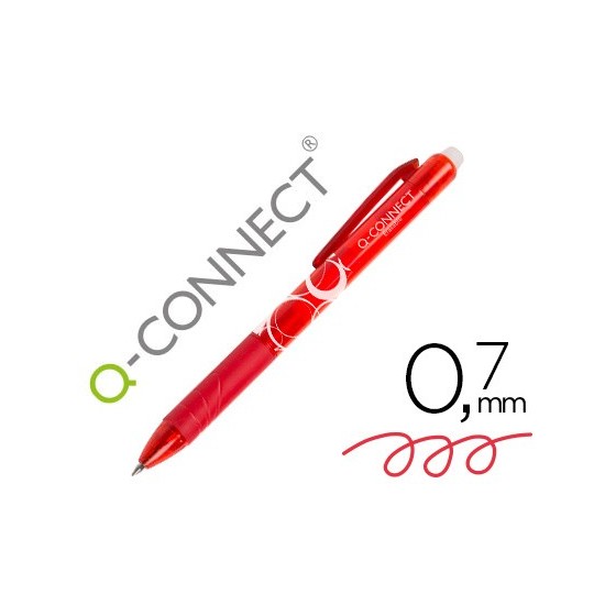 Boligrafo q-connect retractil borrable 0,7 mm color rojo