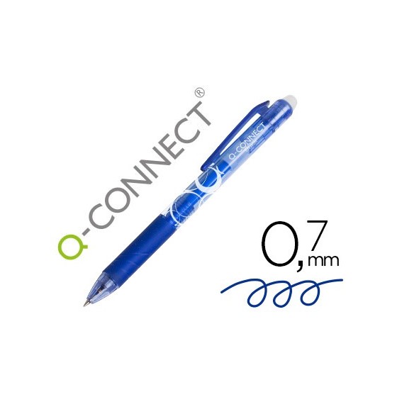 Boligrafo q-connect retractil borrable 0,7 mm color azul