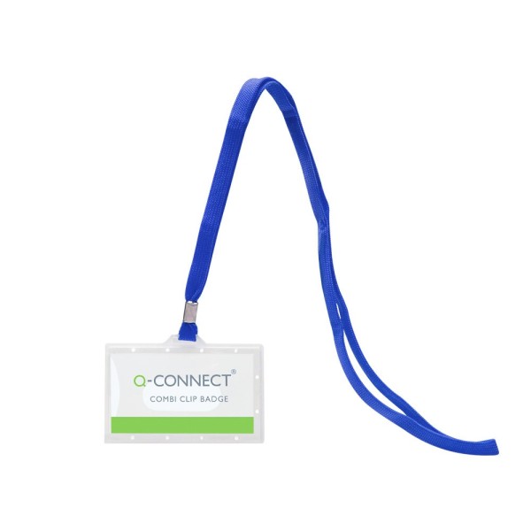 Identificador q-connect kf17112 con cordon plano azul y apertura lateral 94x60 mm