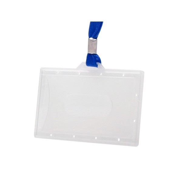 Identificador q-connect kf17112 con cordon plano azul y apertura lateral 94x60 mm